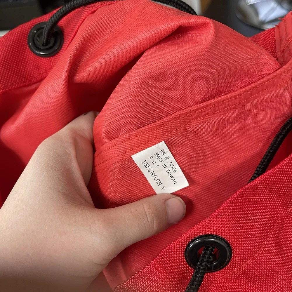 Vintage 90s Marlboro Adventure Team Extra Large Red Draw String Duffle Bag Cinch